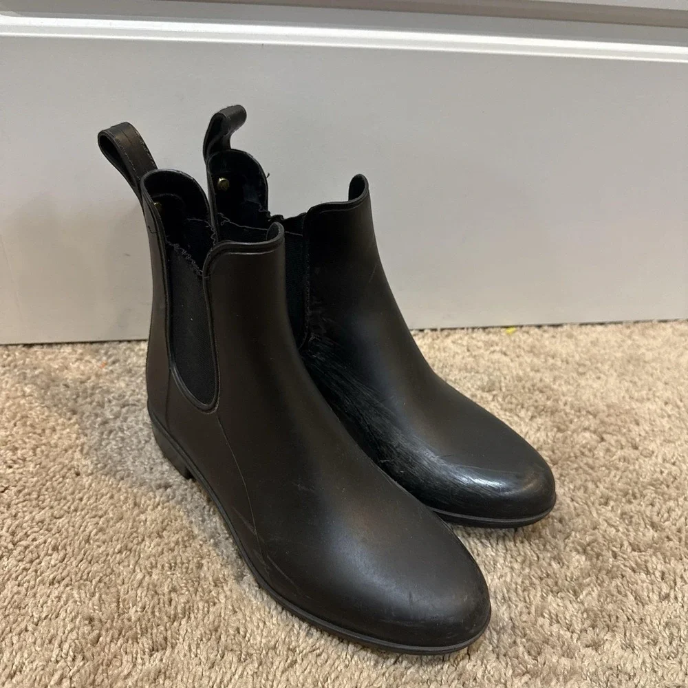 Sam Edelman Boots Womens Size 5 Black Rubber Ankle Chelsea Rain Booties